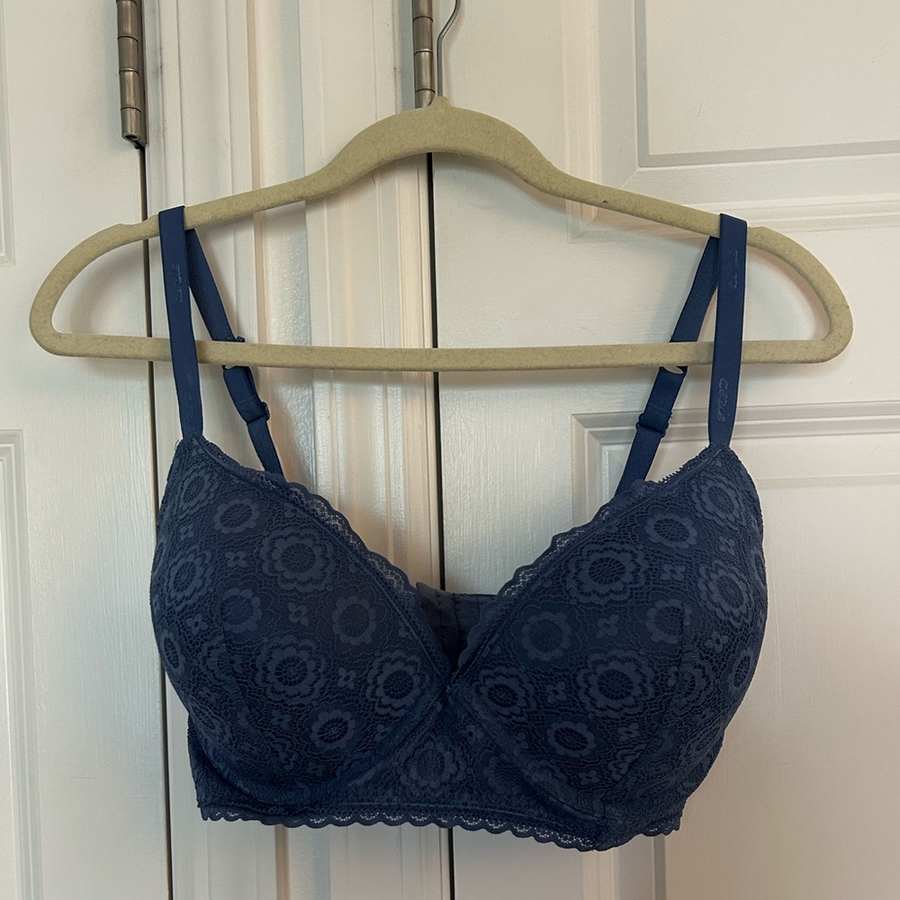Aerie Blue Lace Underwire Plunge Bra 34DDD